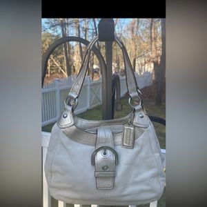 Coach SoHo hobo ivory/white and gold leather three compartment, shoulder purse